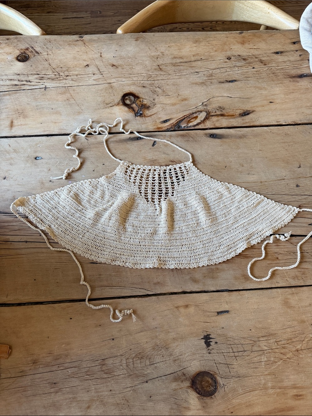 Handmade Crochet Halter Bikini Top in Cream